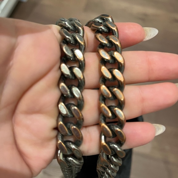 Stella McCartney Falabella fold over tote in shaggy dear black with silver strap - Picture 4 of 5